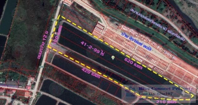 ขายที่ดิน 42 ไร่ ติดถนนซอยเกียรติพิพัฒน์ธานี บางนา กม.29  แบ่งขายได้ 10 ไร่ขึ้นไป